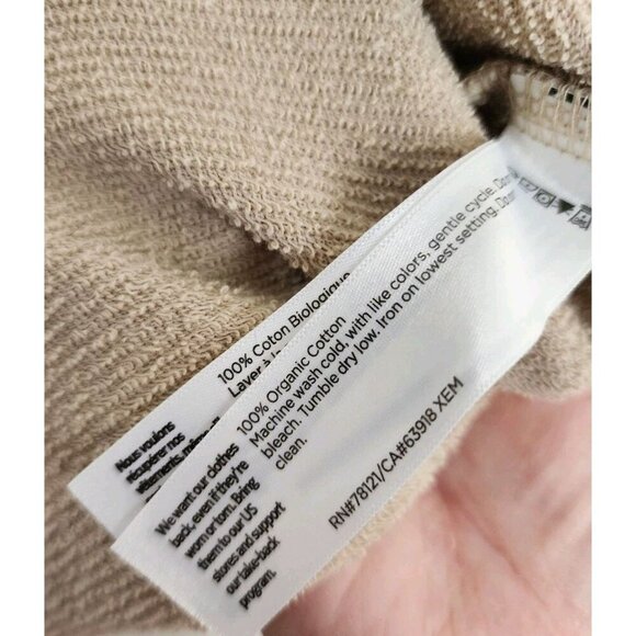Eileen Fisher Organic Cotton Button Front Cardigan Tan Raw Hem Size Medium - Picture 5 of 5